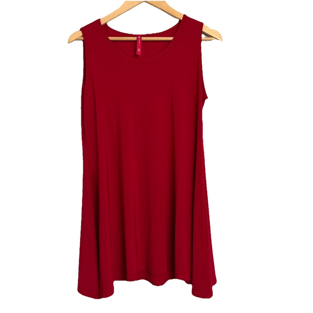 NEW IC By Connie K Sleeveless Tunic Tank Top Red S Stretch Knit Flowy Minimal
